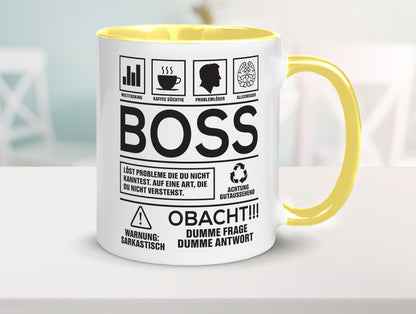Achtung Probleme Boss | Führungskraft Vorgesetzter lustig Humor Geschenkidee Tasse