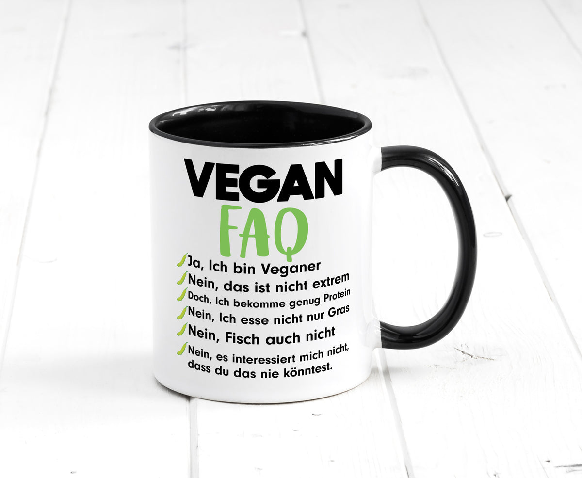 Vegan FAQ | Veganer Lifestyle Ich liebe Humor Geschenkidee Tasse
