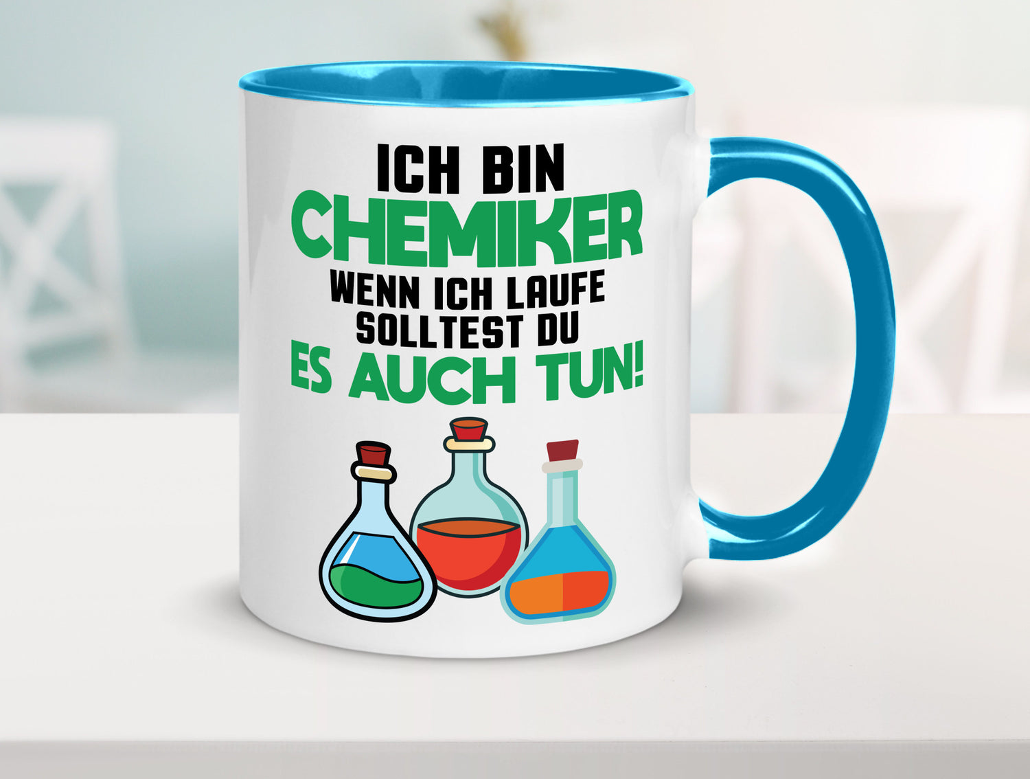 Ich bin chemiker wnen laufe solltest du es auch tun Humor Geschenkidee Tasse