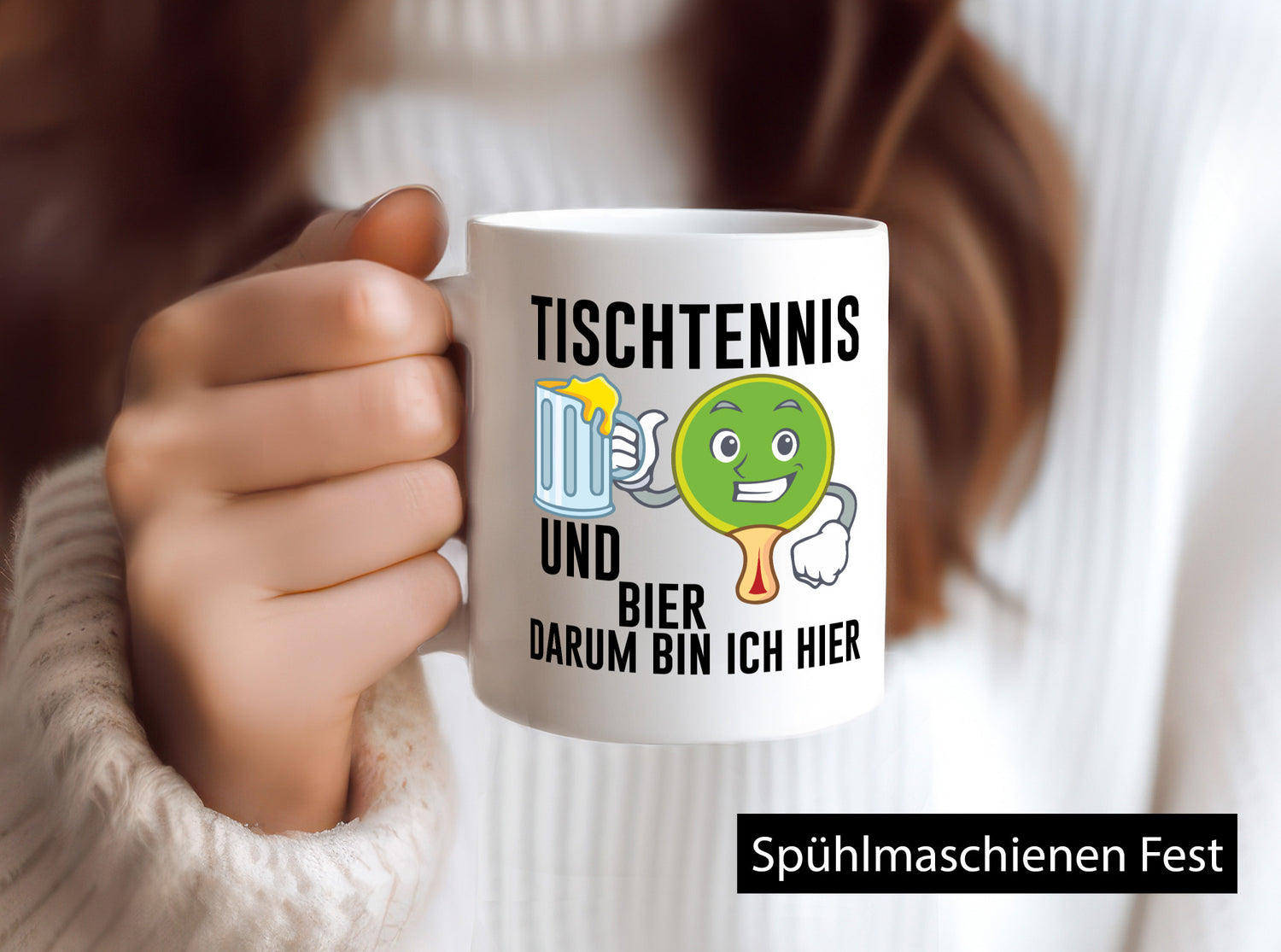 Tischtennis und Bier darum bin ich hier | Geschenk Humor Geschenkidee lustiger