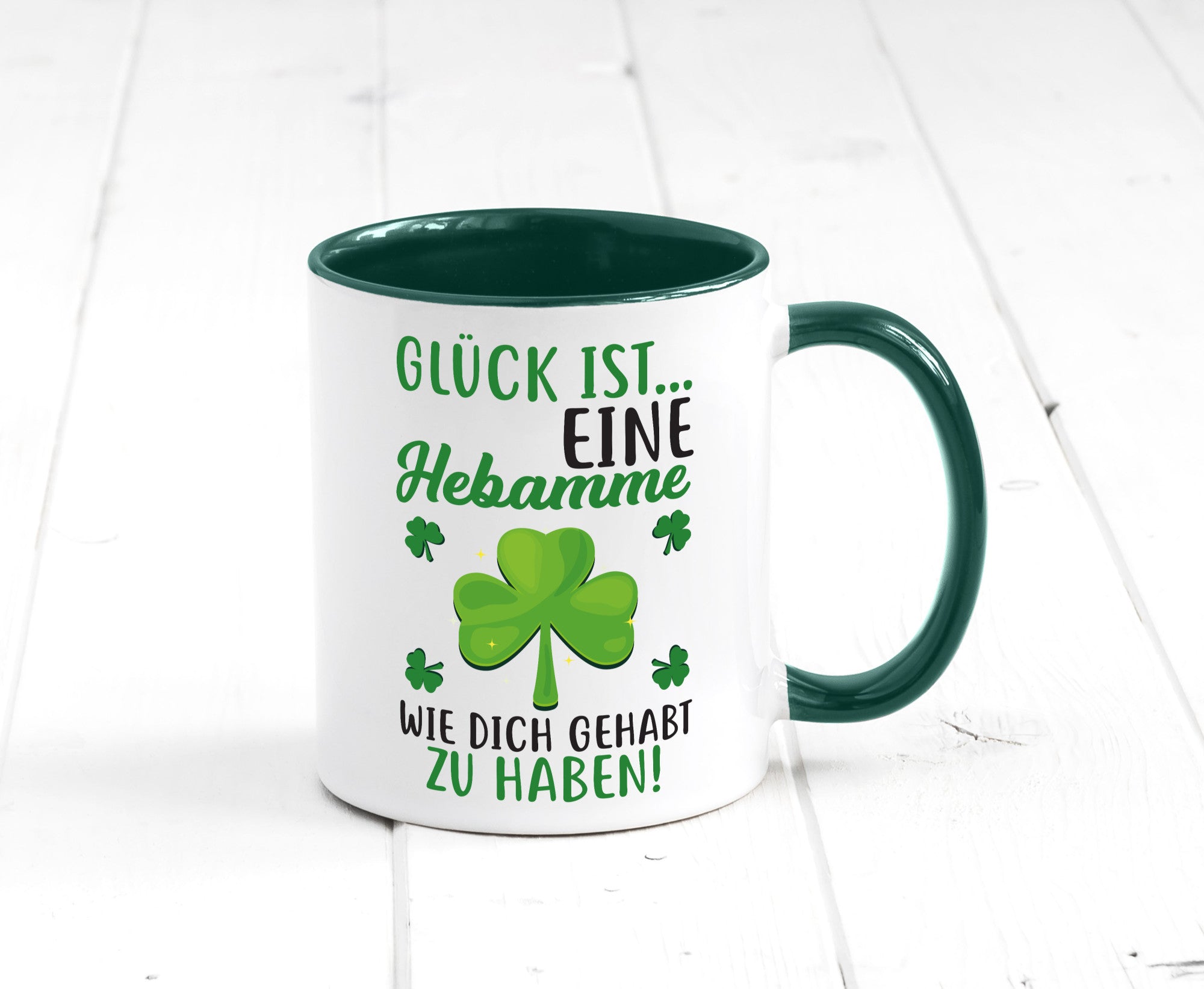 Hebamme Dankeschön | Dankes Tasse Kleeblätter Glück Humor Geschenkidee