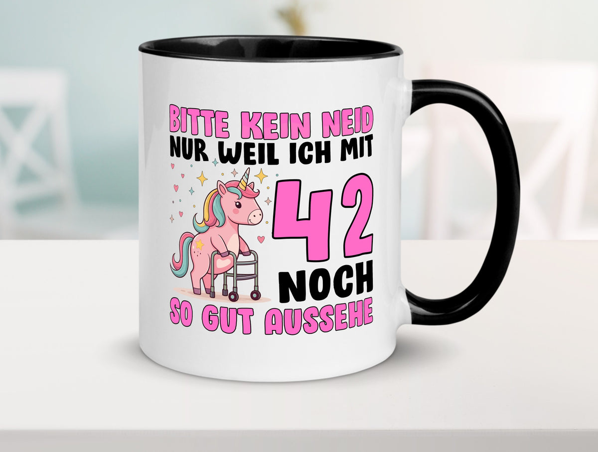 42. Geburtstag | 42 Jahre Mit noch so gut aussehen lustiger Spruch Geschenk Tasse