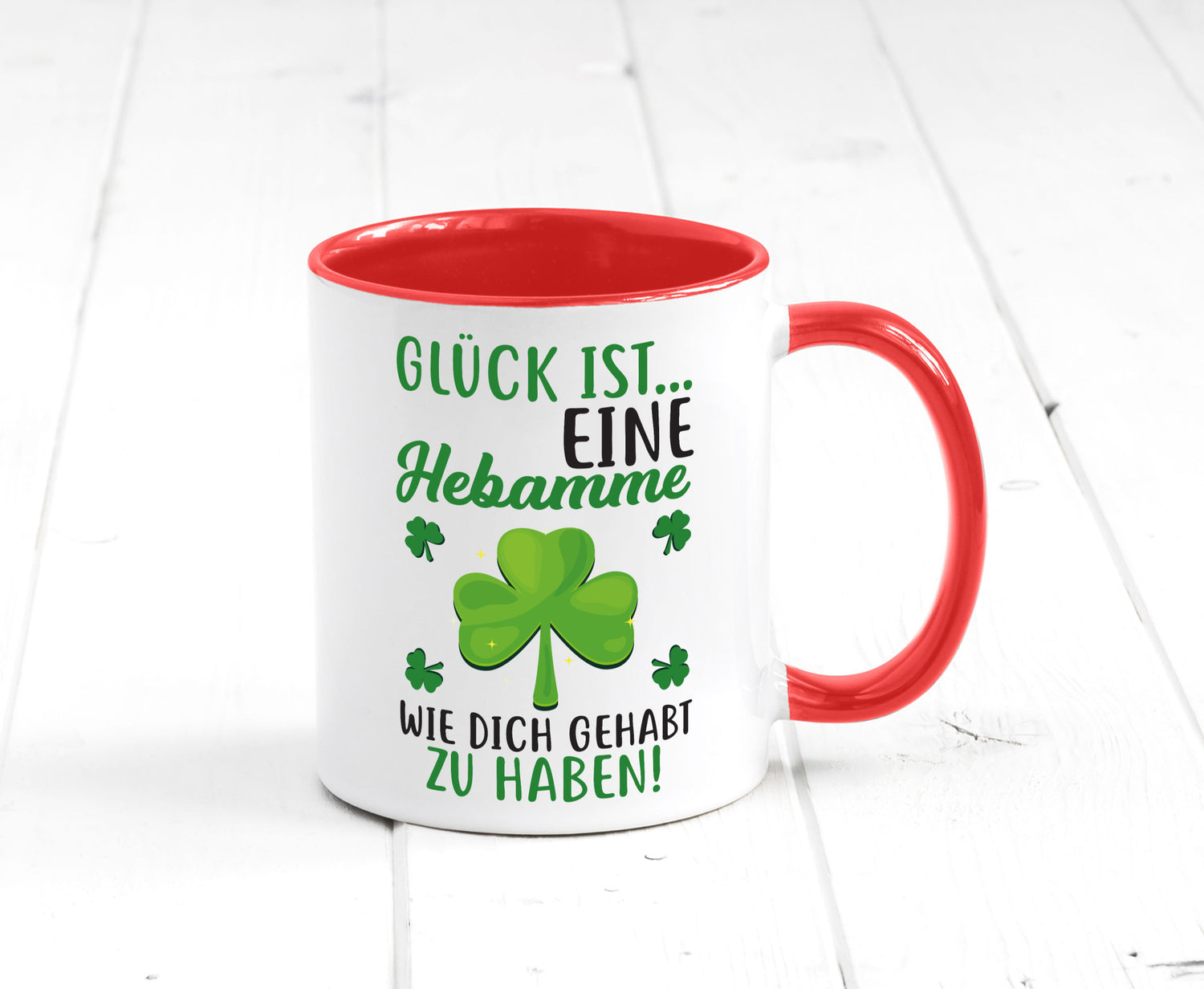 Hebamme Dankeschön | Dankes Tasse Kleeblätter Glück Humor Geschenkidee