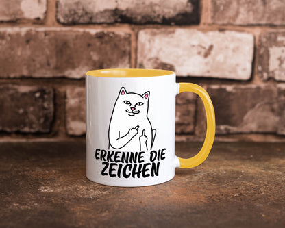 Erkenne die Zeichen | Katze Schatten Mittelfinger Geschenk Tierliebhaber Humor
