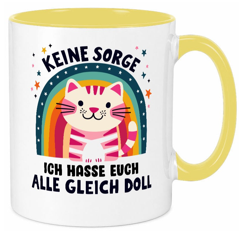 Ich hasse euch alle gleich doll | Katze Sarkasmus lustig Tierliebhaber Humor Tasse