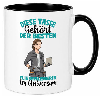 Im Universum: Fliesenlegerin | Fliesenlegen Bau Geschenkidee Humor Tasse