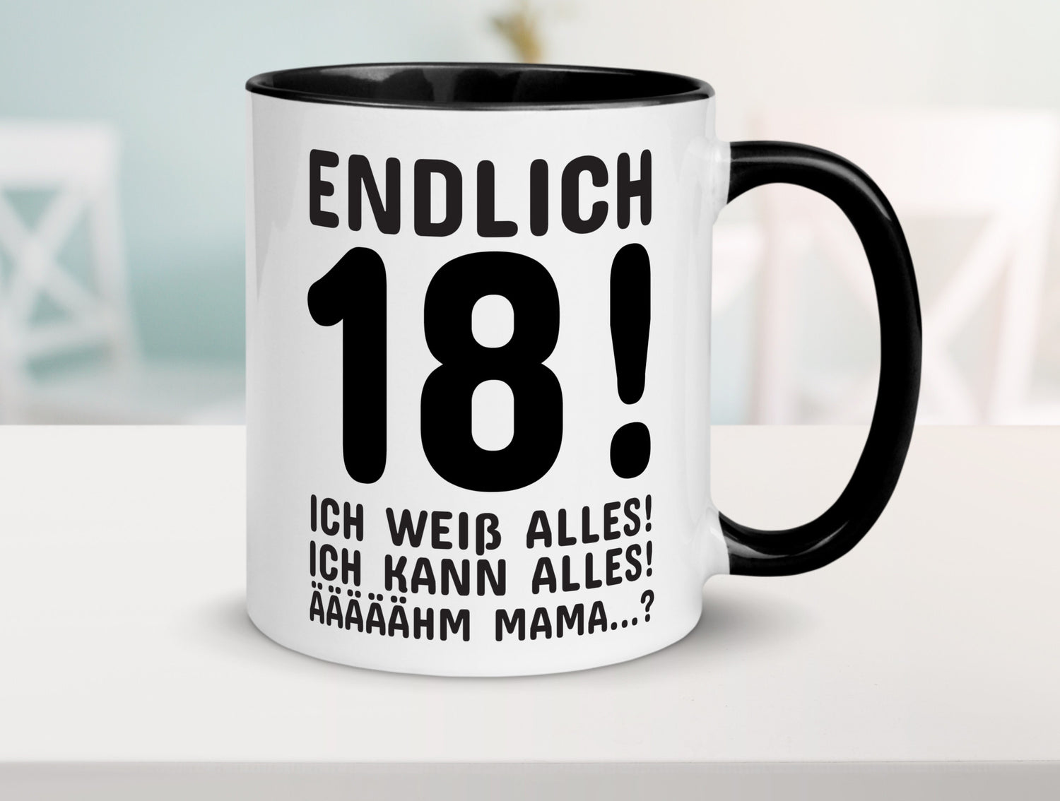 Endlich 18 | Geburtstag Tasse volljährig Erwachsen lustig Geschenkidee Geschenk