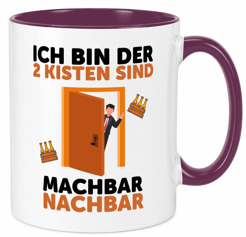 2 Kisten Bier | witziger Spruch Nachbar Einweihung Humor Geschenkidee Tasse