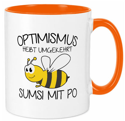 Optimismus umgekehrt heißt Sumsimitpo | Biene lustiger Spruch Geschenk Humor Tasse