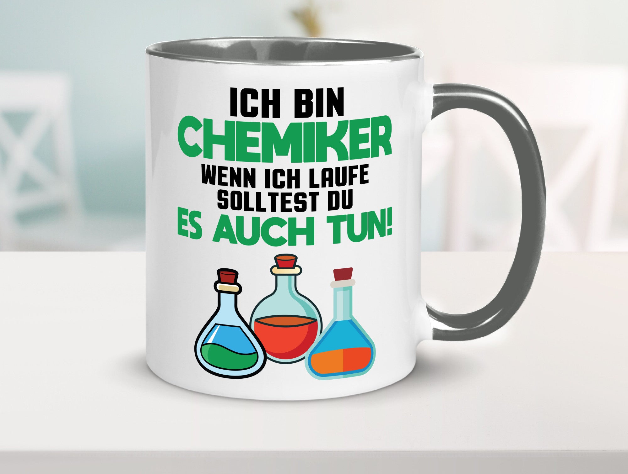 Ich bin chemiker wnen laufe solltest du es auch tun Humor Geschenkidee Tasse