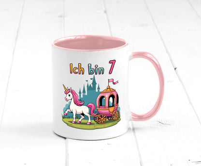 7. Geburtstag | Prinzessin in Kutsche Einhorn lustiger Spruch Geschenk