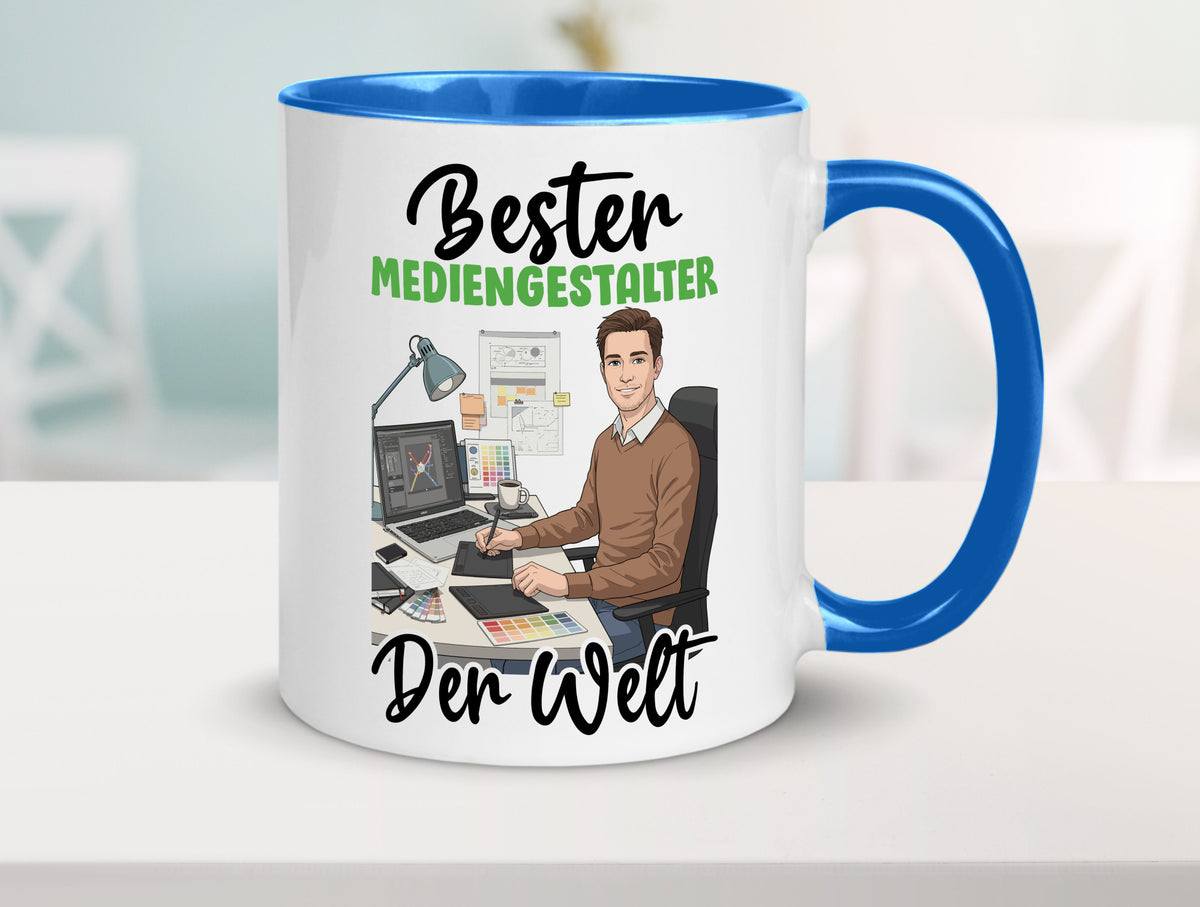 Bester Mediengestalter | Medien v2 Geschenk Humor Geschenkidee lustiger Spruch Tasse