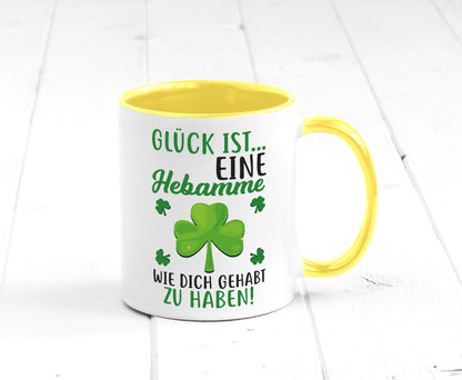 Hebamme Dankeschön | Dankes Tasse Kleeblätter Glück Humor Geschenkidee