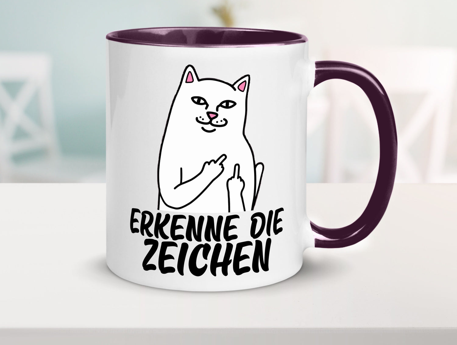 Erkenne die Zeichen | Katze Schatten Mittelfinger Geschenk Tierliebhaber Humor