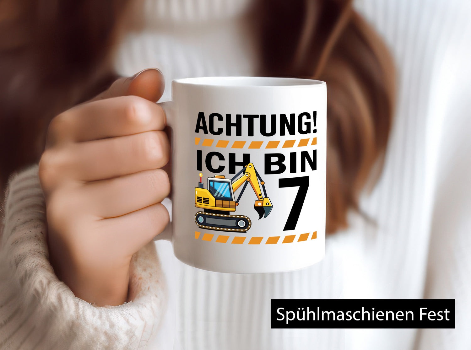 7 Geburtstag Ich bin | Bagger Junge lustiger Spruch Geschenk Geschenkidee Tasse