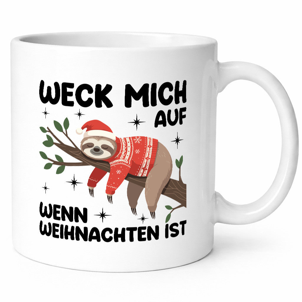 Weck mich auf wenn Weihnachten ist | v2 Humor Geschenkidee Tasse