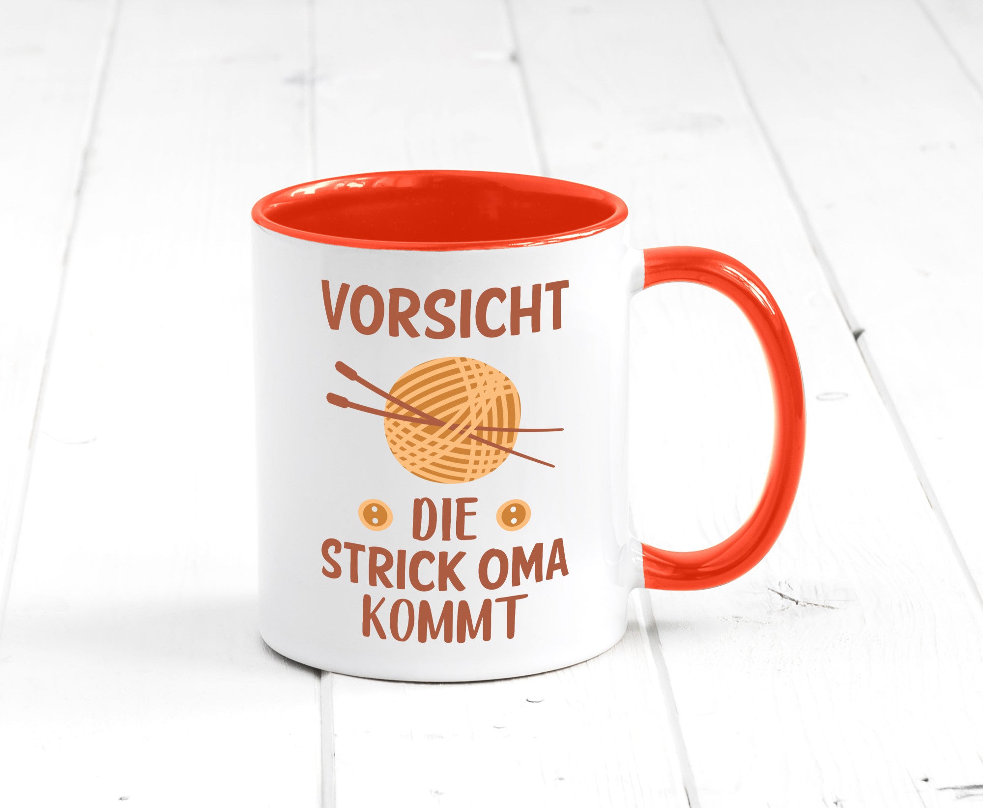 Vorsicht, Strickoma kommt | Wolle Stricknadeln Humor Familie Geschenkidee Tasse
