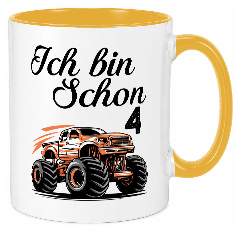 4. Geburtstag | Monster truck 4 Jahre Geschenkidee Humor Tasse