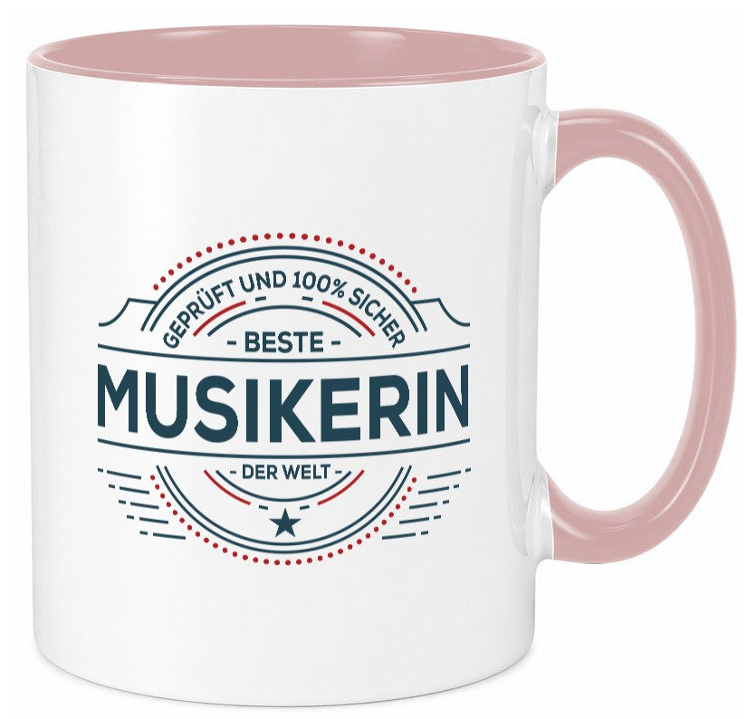 Geprüft und sicher: Musikerin | Musik Musikantin lustig Humor Geschenkidee Tasse