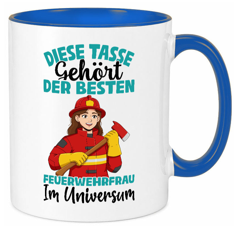 Im Universum: Feuerwehrfrau | Feuerwehr lustig Humor Geschenkidee Geschenk Tasse