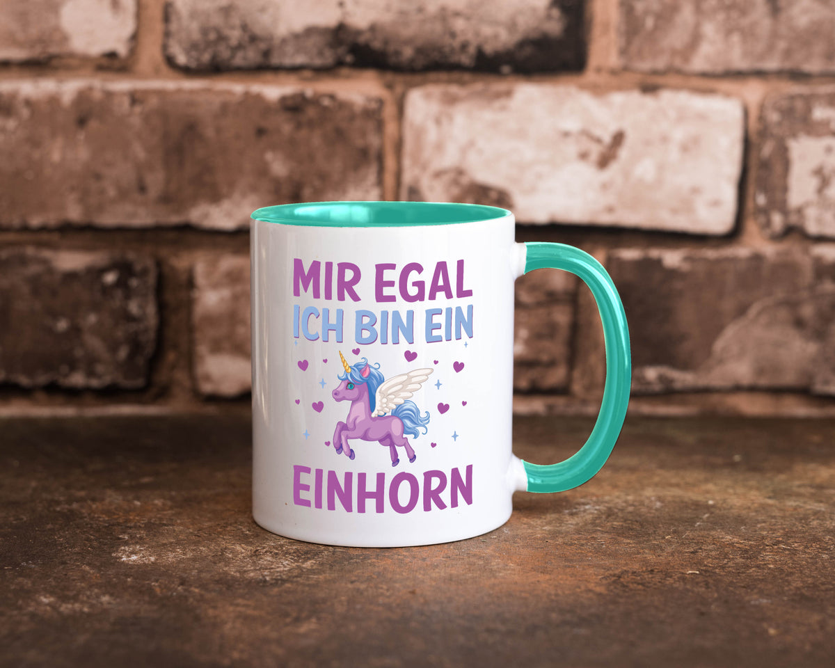 Mir egal, ich bin ein Einhorn| Herzen Geschenkidee Humor Tasse