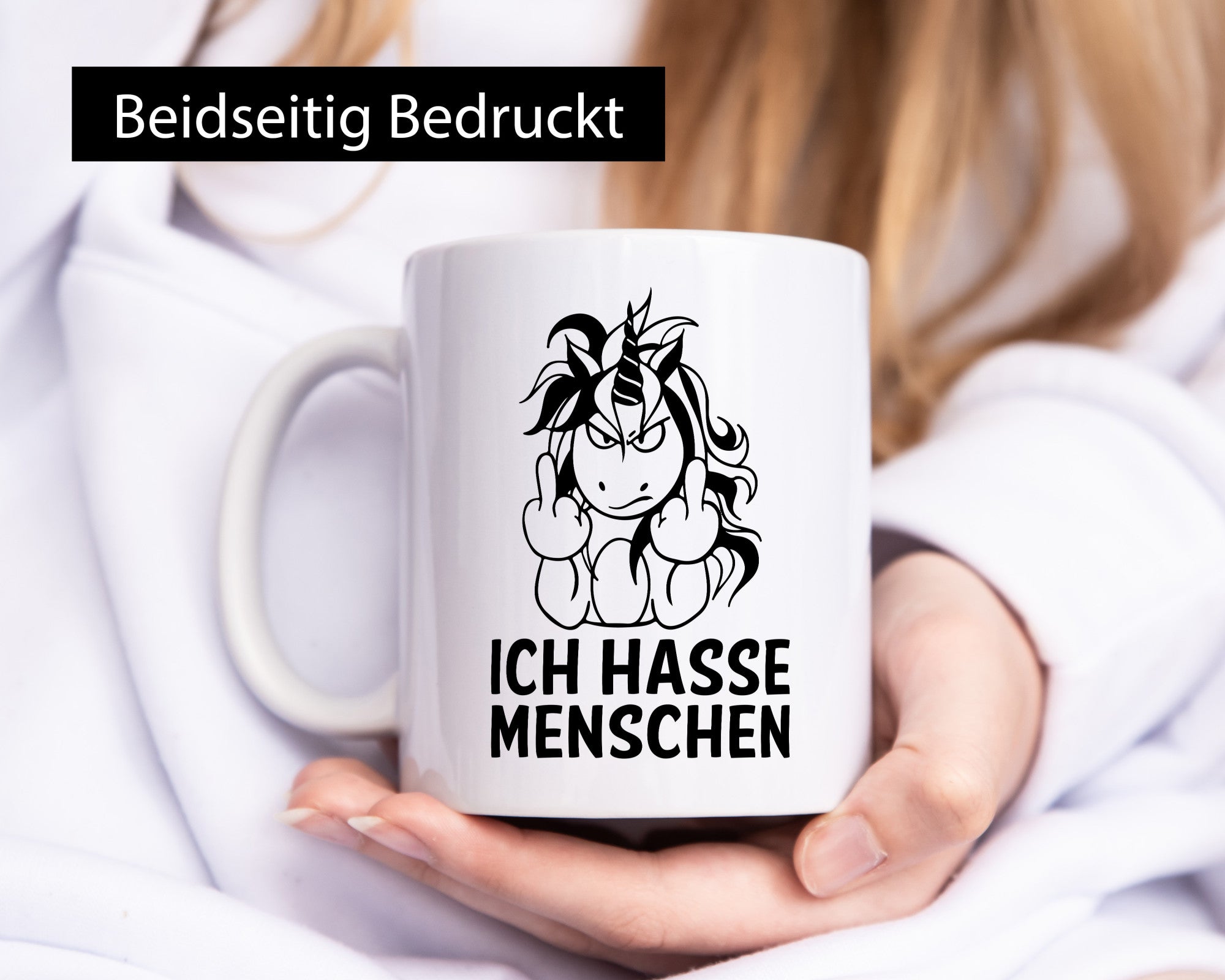 Ich hasse Menschen | Einhorn Stinkefinger lustig Humor Geschenkidee Geschenk