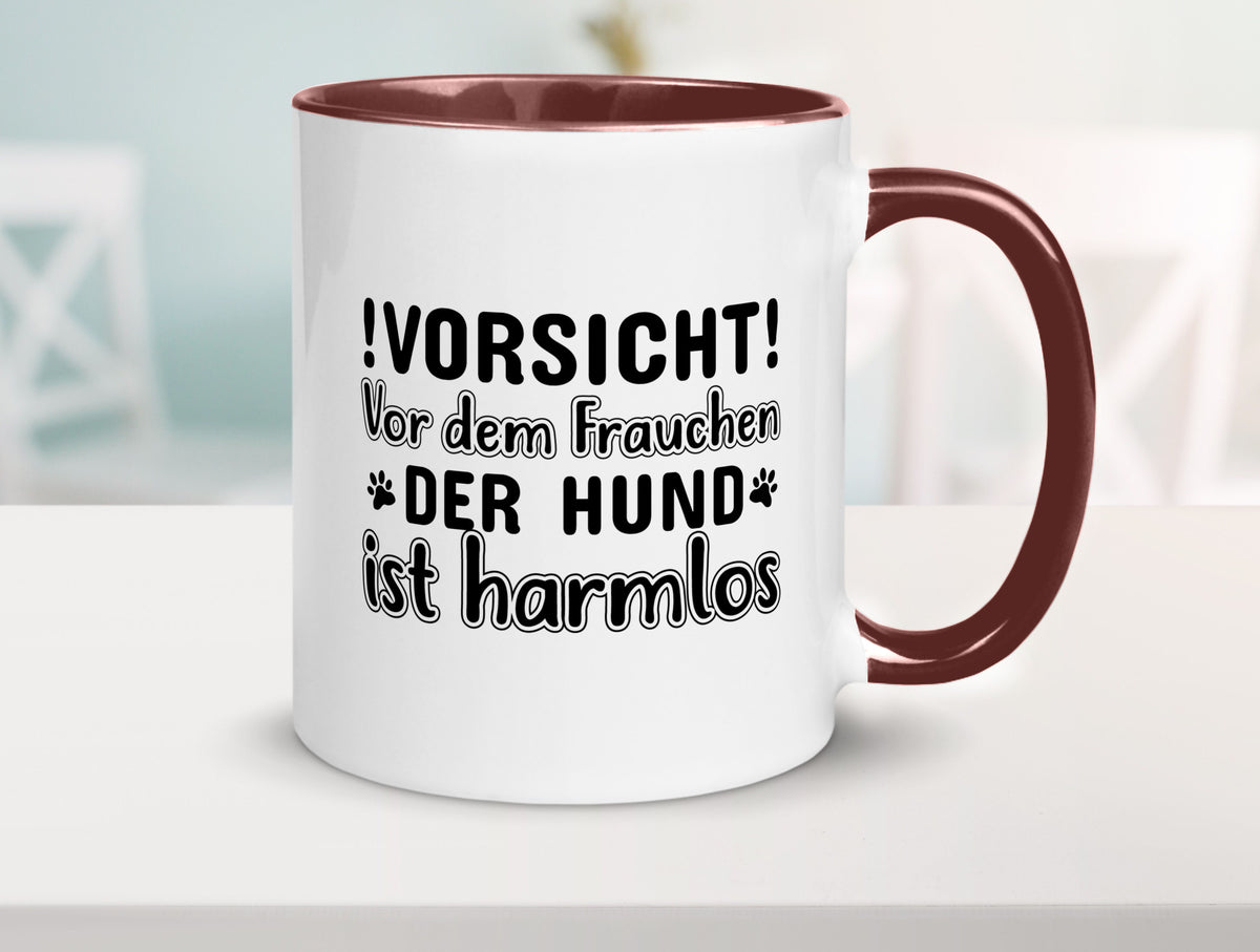 Vorsicht vor dem Frauchen | Hundebesitzerin Pfoten Geschenkidee Tierliebhaber Tasse