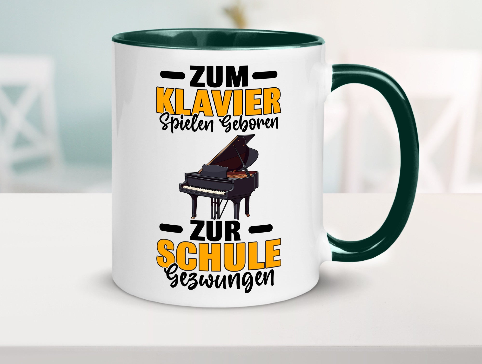 Zum Klavier spielen geboren zur Schule gezwungen v2 lustiger Spruch Geschenk