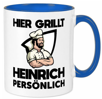 Hier Grillt Heinrich Persönlich | Grillmeister Geschenk Humor Geschenkidee Tasse