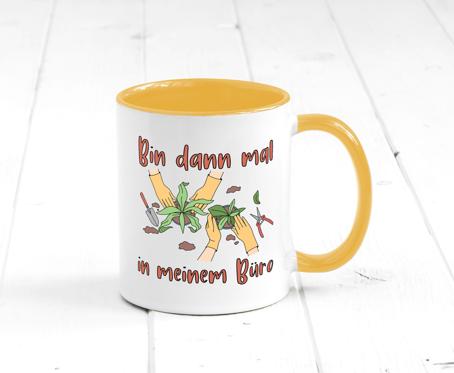 Bin im Büro | Gartenarbeit Pflanzen Humor Witz Geschenkidee Arbeit Kollegen