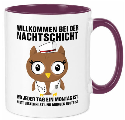 Nachtschicht | müde Eule Sanitäter Krankenschwester Humor Geschenkidee Tasse