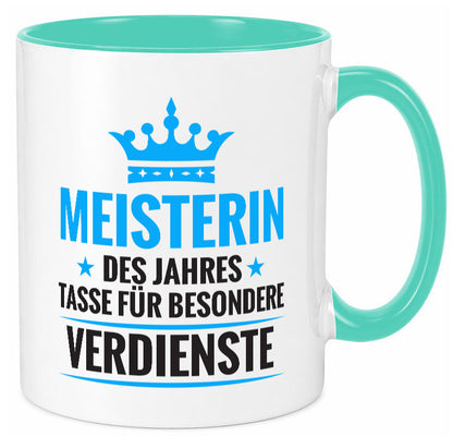 Besonderer Verdienst: Meisterin | Meisterbrief Geschenkidee Humor Tasse