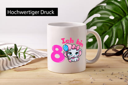 8. Geburtstag | 8 Jahre Elefant Mädchen Humor Geschenkidee Tasse