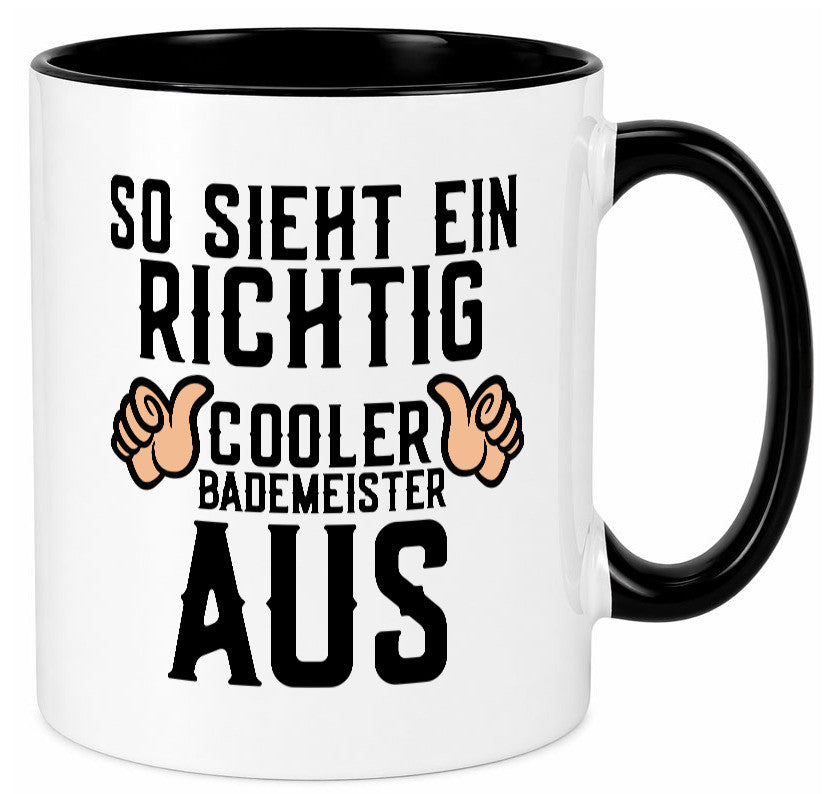 Richtig cooler Bademeister | Daumen hoch Schwimmbad lustig Humor Geschenkidee Tasse