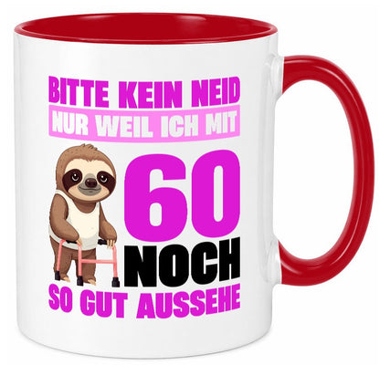 60. Geburtstag | Bitte kein neid Faultier 60 Jahre v2 Geschenk Geschenkidee Tasse