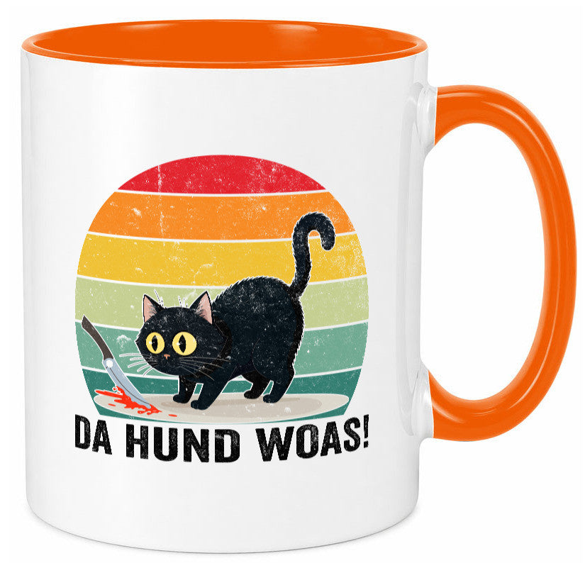 Da Hund woas | Retro Böse Katze mit messer Humor Tierliebhaber Geschenkidee Tasse