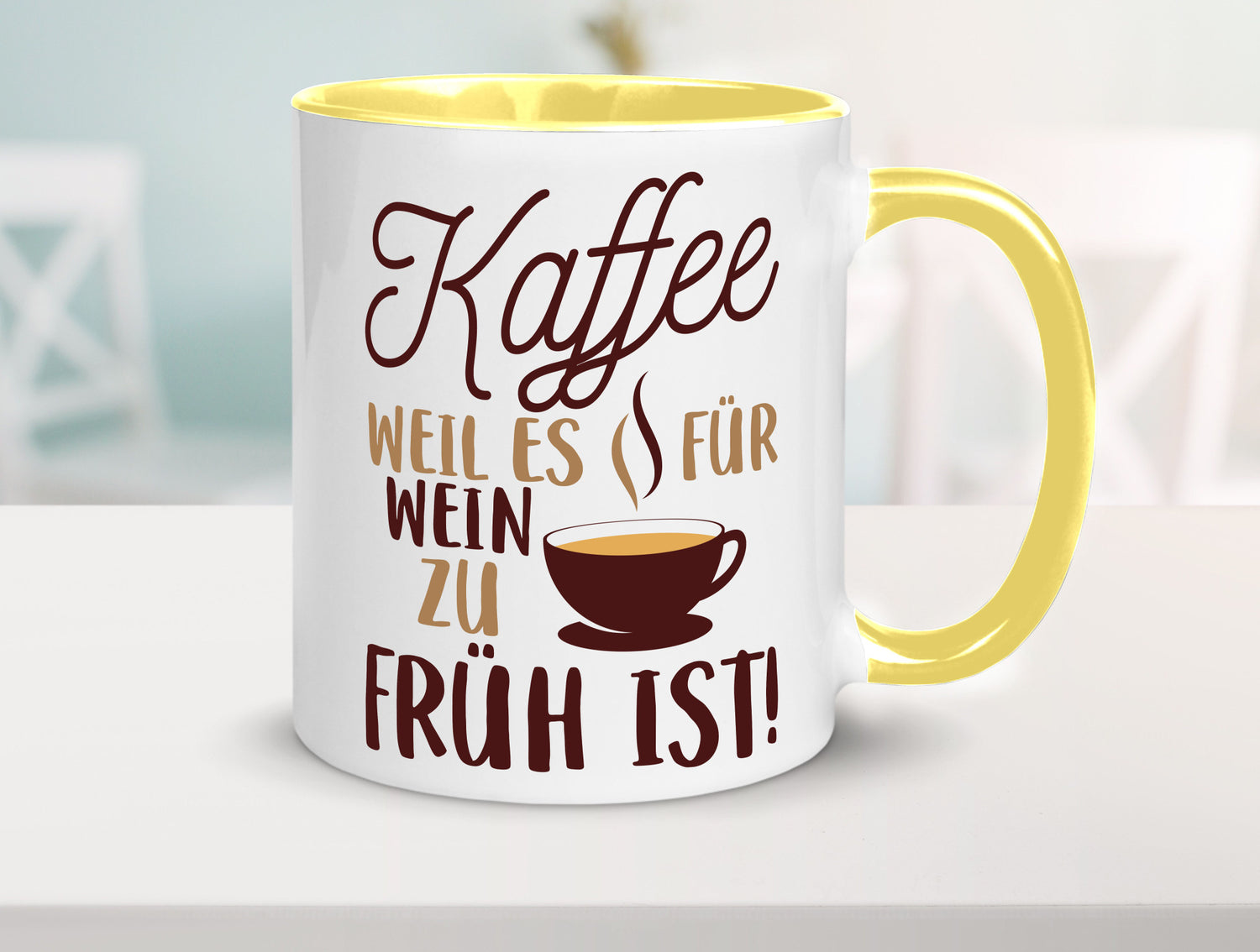 Weil es für Wein zu früh ist | Kaffeetrinker Herzschlag Humor Geschenkidee Tasse