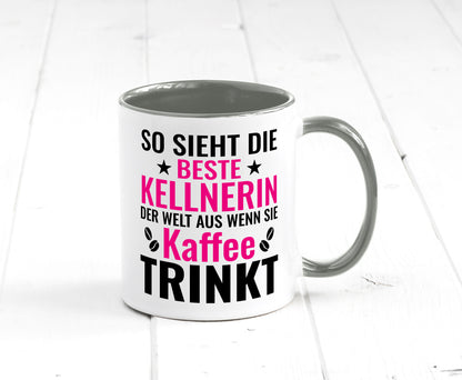 Kaffee trinkt: Kellnerin | Beruf kellnern Bedienung Humor Arbeit Kollegen Büro