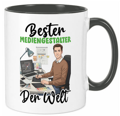 Bester Mediengestalter | Medien v2 Geschenk Humor Geschenkidee lustiger Spruch Tasse