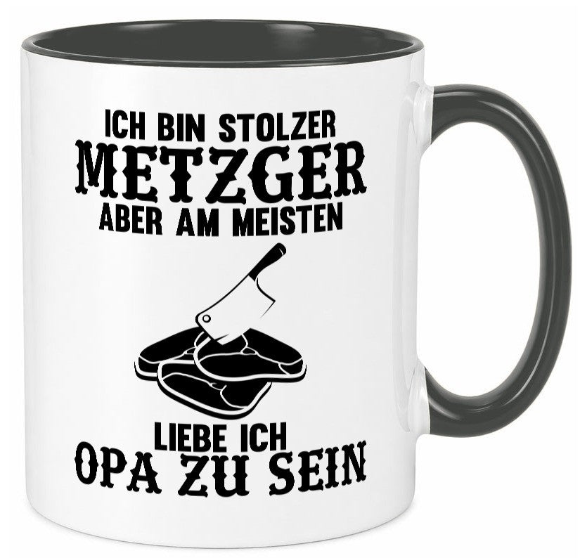 Stolzer Metzger, liebe es Opa zu sein | Fleisch Hackebeil lustiger Spruch Tasse