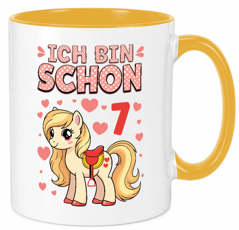 7. Geburtstag | 7 Jahre Mädchen Reiten Pony lustiger Spruch Geschenk Tasse