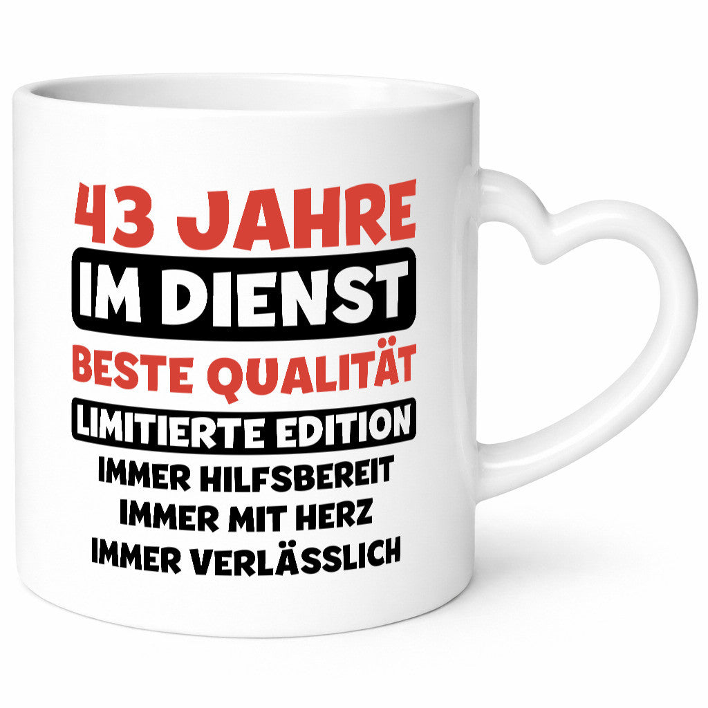 43 Jahre im Dienst | Jubiläum Arbeit v3 lustiger Spruch Geschenk Kollegen Büro Tasse