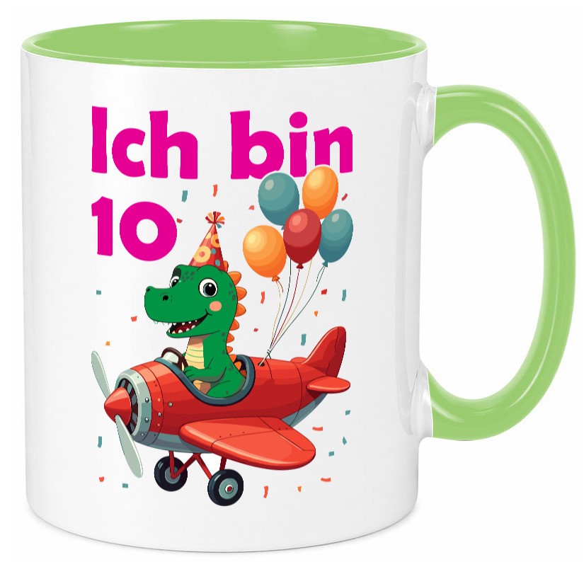 10. Geburtstag | 10 Jahre Drache Flugzeug lustiger Spruch Geschenk Geschenkidee Tasse