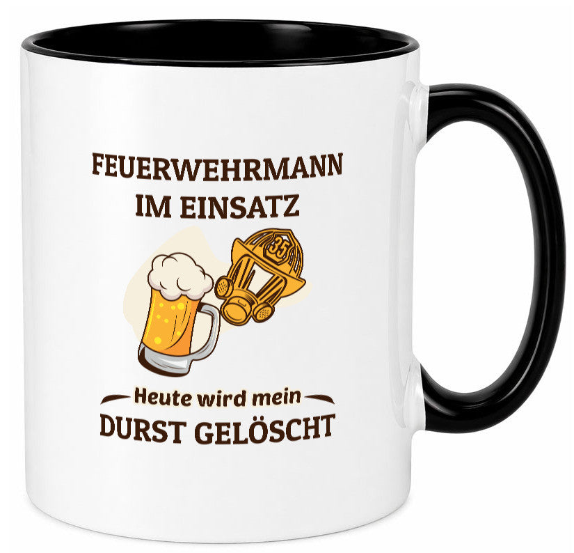 Heute wird mein durst gelöscht | Feuerwehrmann Bier lustiger Spruch Geschenk Tasse
