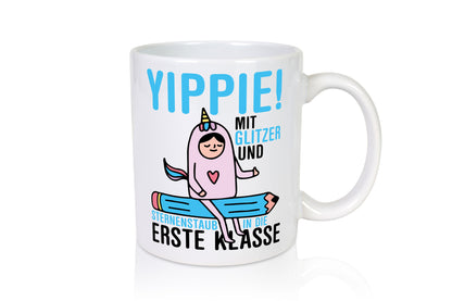 Mit Glitzer und Sternenstaub | Einschulung Einhorn lustiger Spruch Geschenk