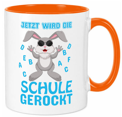 Schule wird gerockt | Schulbeginn Tasse cooler Hase lustiger Spruch Geschenk