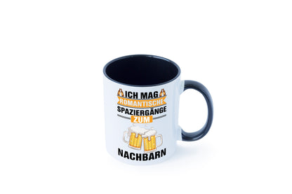 Romantische Spaziergänge zum Nachbarn | Bier lustiger Spruch Geschenk Familie Tasse