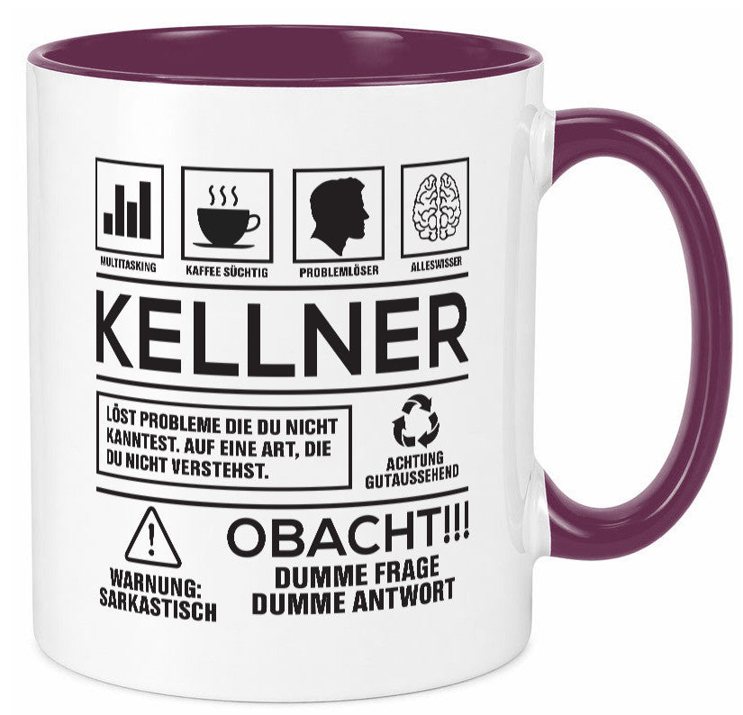 Achtung Probleme Kellner | kellnern Bedienung lustiger Spruch Geschenk Humor