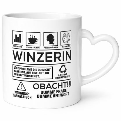 Achtung Probleme Winzerin | Weinbauer Wein Humor Geschenkidee Tasse