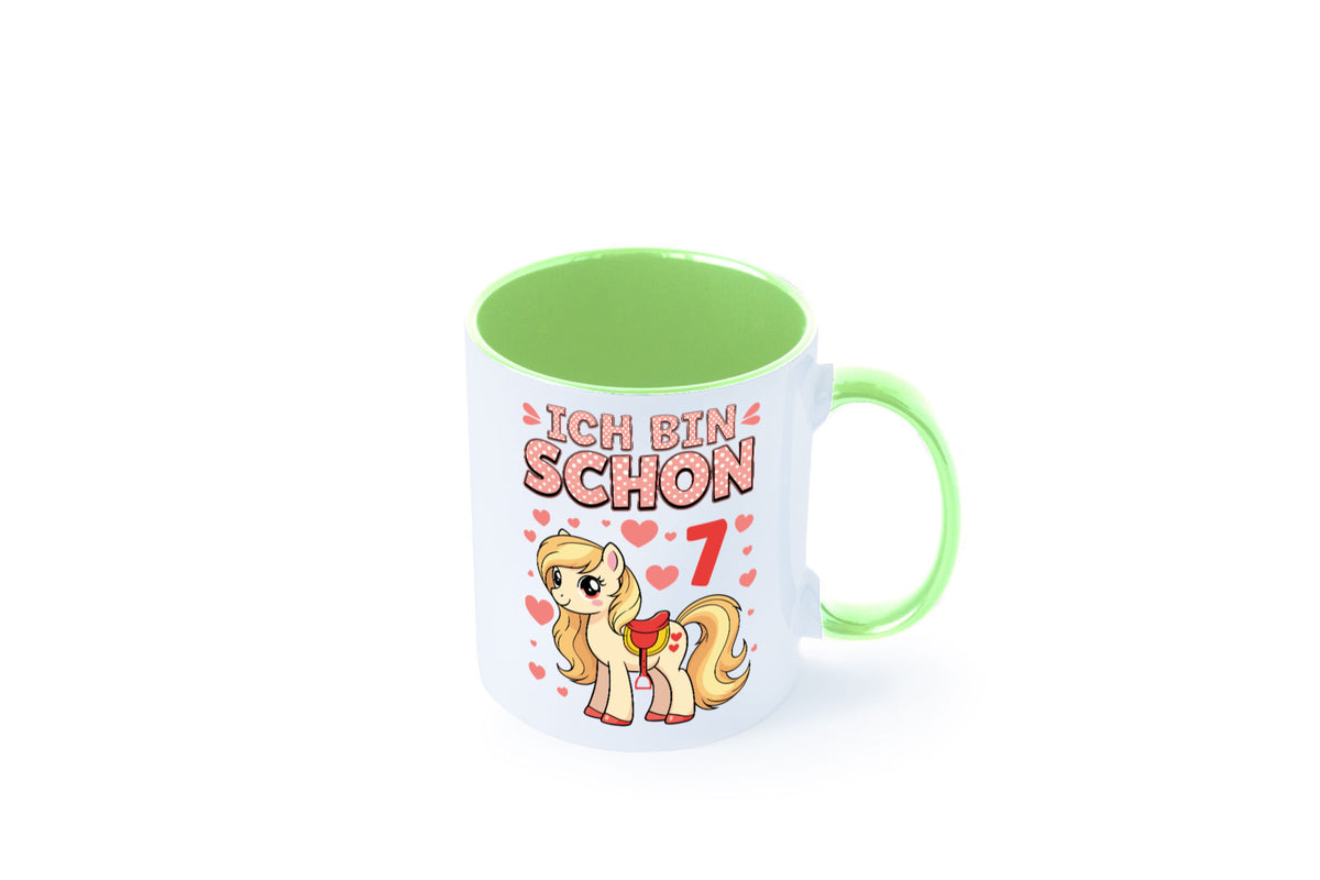 7. Geburtstag | 7 Jahre Mädchen Reiten Pony lustiger Spruch Geschenk Tasse